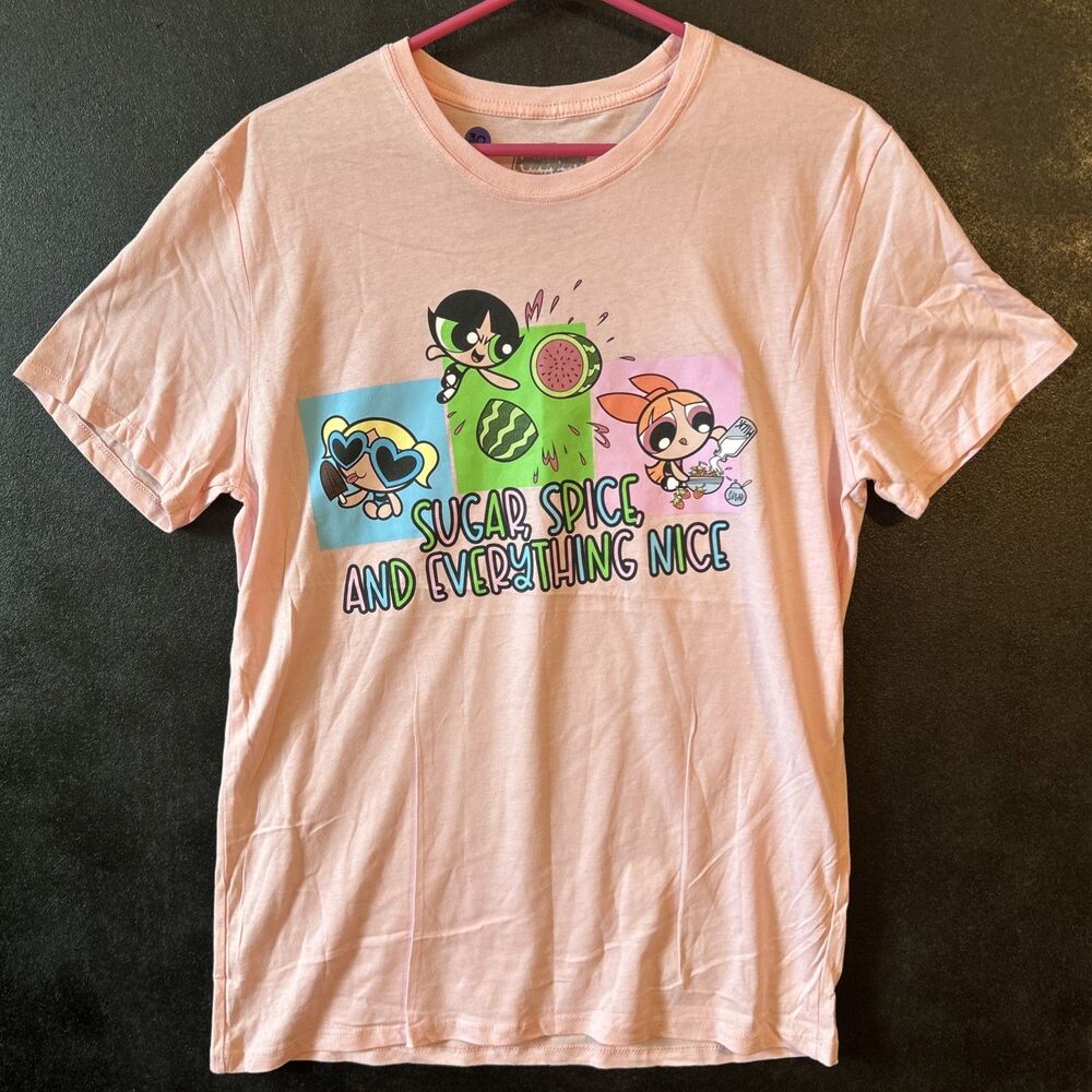 Power Puff Girls Sugar And Spice Pink T-shirt Size Medium #317
